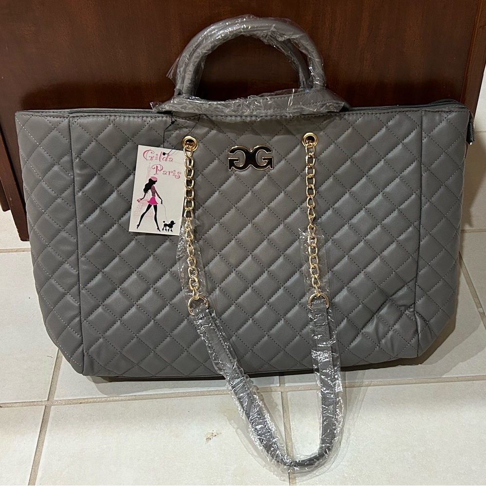 Gilda Paris Large Quilted Vegan Leather Tote Bag